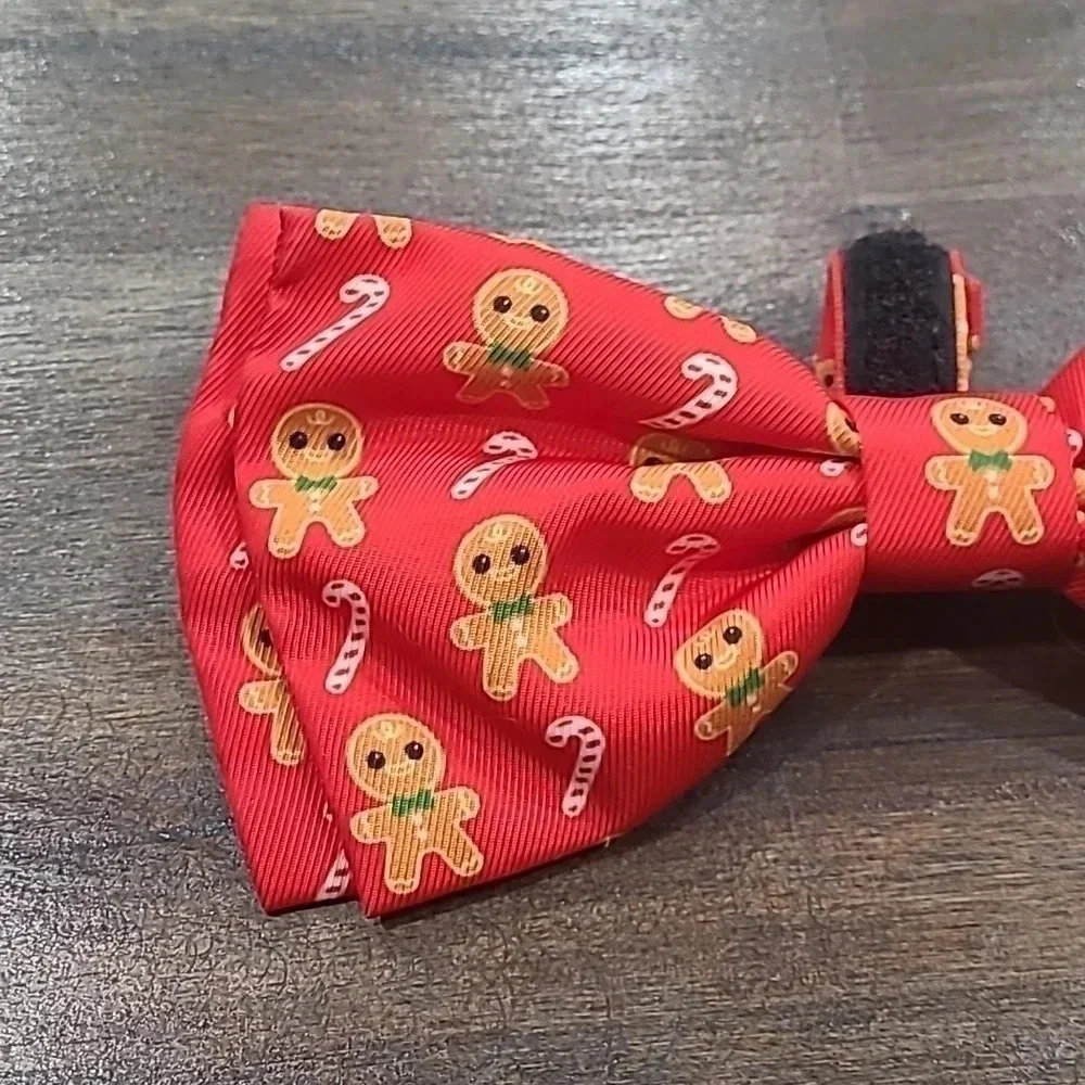 Gingerbread and Candy Cane Dog Bow Tie